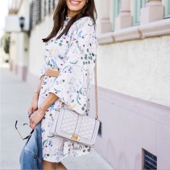 Anna Glover x H&M Cream Dress Floral Design Tunic Flowy Casual Formal Summer - Picture 6 of 10